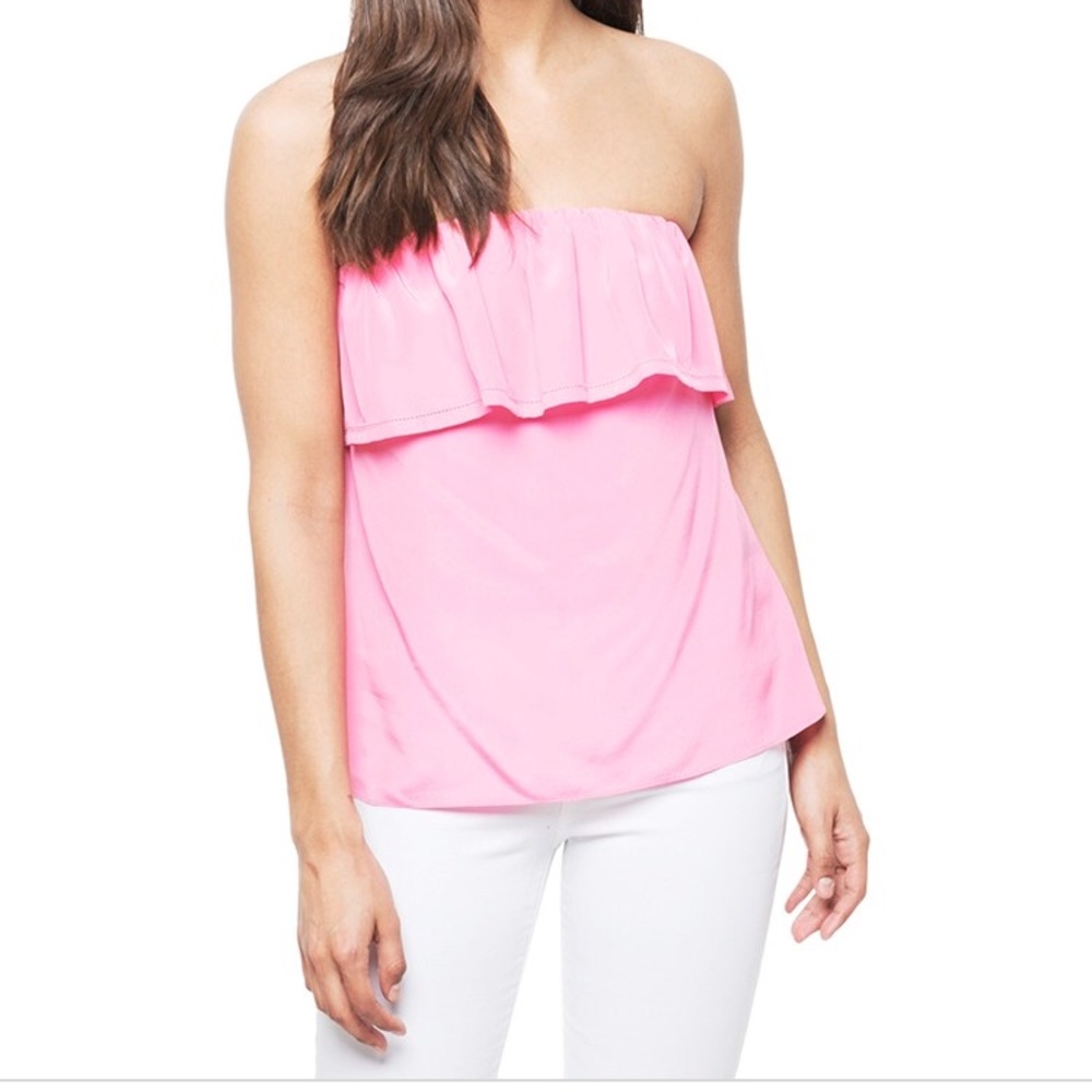 Lilly Pulitzer  pink ruffle strapless top